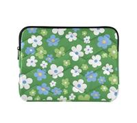 Laptop Sleeve Case 13-14 Inch Concise Laptop Storage Bag Green White and Blue Flowers Travel Laptop Sleeve Bag for Work Travel