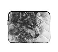 Laptop Sleeve Case 13-14 Inch Concise Laptop Storage Bag Realistic Wolf Black Computer Sleeve with Zipper for Work Journey