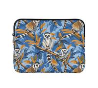 Laptop Sleeve Case 13-14 Inch Concise, Lemurs Madagascar on Blue Pattern, Computer Bags with Zipper for Journey Work Business