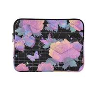 Laptop Sleeve Case 13-14 Inch Concise Notebook Computer Pocket Vapor Style Roses Butterfly Dreamy for Work Journey funda para