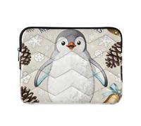 Laptop Sleeve Case 13-14 Inch Concise Sleeve for Laptop Nordic White Merry Christmas Penguin Computer Briefcase with Zipper for Men Women