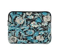 Laptop Sleeve Case 13-14 Inch Concise Sleeve for Laptops William Morris Teal Flower Case with Zipper for Men Women