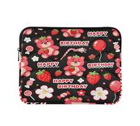 Laptop Sleeve Case 13-14 Inch Concise Tablet Briefcase Carrying Bag Happy Birthday Strawberry Bear for Men Women estuche para M