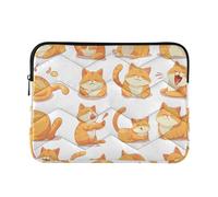 Laptop Sleeve Case 13-14 Inch Cool Computer Bag A Set Of Cute Orange Fat Cat Case Bag with Zipper for Work Travel