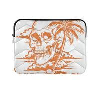 Laptop Sleeve Case 13-14 Inch Cool Computer Case Cloud Skull with Palm Tree Rust Orange for Work Travel forro para