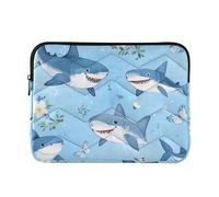 Laptop Sleeve Case 13-14 Inch Cool Sleeve for Laptop Cartoon Cunning Shark Blue Case Hard Cover with Zipper for Work Travel