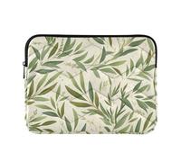 Laptop Sleeve Case 13-14 Inch Cool Sleeve for Laptops Safari Green Rosemary Leaves Pattern Beige Case with Zipper for Work Journey