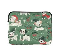 Laptop Sleeve Case 13-14 Inch Cute Case for Laptop Ark Green Playful Pups Christmas Tablet Briefcase Carrying Bag for Work Travel