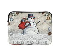 Laptop Sleeve Case 13-14 Inch Cute Laptop Carrying Case with Zipper Nordic White Merry Christmas Snowman Computer Bag for Work Journey