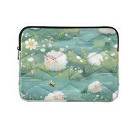 Laptop Sleeve Case 13-14 Inch Cute Sleeve for Laptop Cartoon Cute White Sheep Flowers Case with Zipper for Work Travel forro para