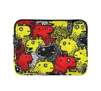 Laptop Sleeve Case 13-14 Inch durables Laptop Zipper Case Cartoon Monsters Red and Yellow Doodle Art Computer Briefcase with Zipper for Work Travel