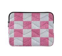Laptop Sleeve Case 13-14 Inch Laptop Case Bag Fake Glitter Checkerboard Squares White Pink Computer Briefcase with Zipper for Men Women forro para