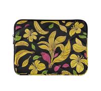 Laptop Sleeve Case 13-14 Inch Laptop Sleeve Bag Fruit Banana Floral Fashion Black Yellow Case with Zipper for Work Journey