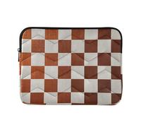 Laptop Sleeve Case 13-14 Inch Laptop Sleeves Fake Glitter Checkerboard Squares Golden White Computer Case with Zipper for Travel Business funda para computadora