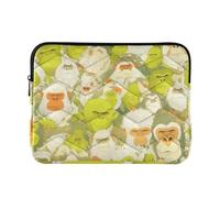 Laptop Sleeve Case 13-14 Inch Lightweight Computer Bag with Zipper Cartoon Baboon Group Green Orange for Travel Business forro para