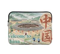 Laptop Sleeve Case 13-14 Inch Lightweight Computer Case with Zipper Welcome to China Scenery Culture for Work Travel Rifle and co