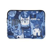 Laptop Sleeve Case 13-14 Inch Lightweight Computer Cases for Laptop Art Russian Blue Cats Blue Case with Zipper for Work Journey