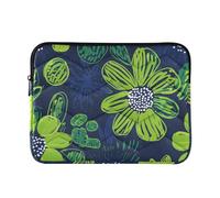Laptop Sleeve Case 13-14 Inch Lightweight Laptop Bag Briefcase Carnation Lime Green and Navy Blue Case Hard Cover with Zipper for Work Journey