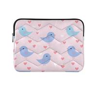 Laptop Sleeve Case 13-14 Inch Lightweight Laptop Bag with Zipper Happy Heart Cartoon Bird Computer Carrying Bag for Work Journey
