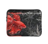 Laptop Sleeve Case 13-14 Inch Lightweight Laptop Carrying Case with Zipper Black and Red Betta Fish Watercolor Computer Carrying Bag for Travel Business