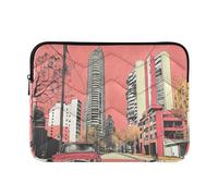 Laptop Sleeve Case 13-14 Inch Lightweight Laptop Case Bag Tall Buildings Red Sky Carrying with Zipper for Travel Business