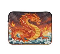 Laptop Sleeve Case 13-14 Inch Lightweight Laptop Case Mythical Red Fire Chinese Dragon Ocean Computer Carrying Bag for Work Travel