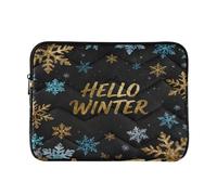 Laptop Sleeve Case 13-14 Inch Lightweight Sleeve for Laptops Hello Winter Blue Gold Snowflake for Men Women forro para M