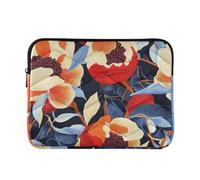 Laptop Sleeve Case 13-14 Inch Polyester Computer Bag Retro Red Pomegranates Fruit Flowers Laptop Bag with Zipper for Men Women