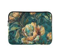 Laptop Sleeve Case 13-14 Inch Polyester Computer Case Emerald Floral Case Hard Cover with Zipper for Work Journey