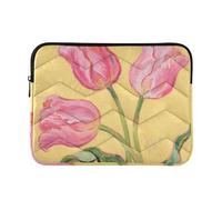 Laptop Sleeve Case 13-14 Inch Polyester Laptop Case Bag Pink Tulips Oil Painting Computer Carrying Bag for Men Women
