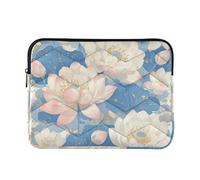 Laptop Sleeve Case 13-14 Inch Polyester Laptop Sleeves flower White Summer Boho Computer Case with Zipper for Work Journey forro para laptop