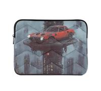 Laptop Sleeve Case 13-14 Inch Polyester Sleeve for Laptops Punk Tall Buildings Red Car Case with Zipper for Work Journey