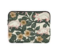 Laptop Sleeve Case 13-14 Inch Portable Laptop Bag Briefcase William Morris Pig Cyan Peach Computer Case for Men Women