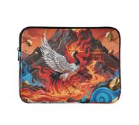 Laptop Sleeve Case 13-14 Inch Portable Laptop Bag with Zipper Abstract Fire Mountain Crane Red Computer Case with Zipper for Travel Business