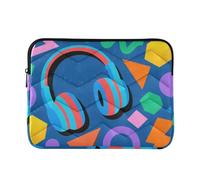 Laptop Sleeve Case 13-14 Inch Portable Laptop Bag with Zipper Headphones Geometric Shapes Memphis Style Computer Sleeve with Zipper for Men Women