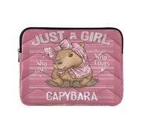 Laptop Sleeve Case 13-14 Inch Portable Laptop Cases Just A Girl Who Loves Capybaras Pink Computer Sleeve with Zipper for Work Journey