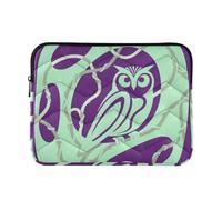 Laptop Sleeve Case 13-14 Inch Portable Laptop Sleeves Abstract Art Owl Green Purple Case Bag with Zipper for Work Travel