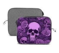 Laptop Sleeve Case, 13 14 Inch Purple Skulls And Roses Printed Water Resistant Computer Carrying Bag