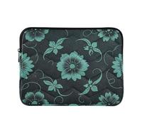 Laptop Sleeve Case 13-14 Inch Soft Laptop Carrying Case with Zipper Boho Floral Turquoise Teal Tablet Briefcase Carrying Bag for Work Journey forro para