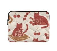 Laptop Sleeve Case 13-14 Inch Soft Laptop Sleeve Bag Red and Brown Cat Cherry for Work Travel