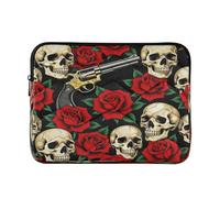 Laptop Sleeve Case 13-14 Inch Soft Laptop Sleeves Skull Roses Red Retro Computer Briefcase with Zipper for Work Journey