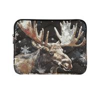 Laptop Sleeve Case 13-14 Inch Soft Lining Computer Briefcase with Zipper Snowflakes Christmas Moose for Work Journey estuche para