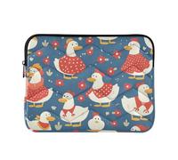 Laptop Sleeve Case 13-14 Inch Soft Lining Laptop Case Cartoon White Cute Duck Navy Blue Carrying Bag with Zipper for Men Women forro para