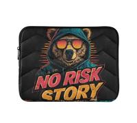 Laptop Sleeve Case 13-14 Inch Soft Lining Laptop Sleeves No Risk No Story Bear Case with Zipper for Work Travel