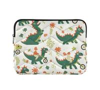 Laptop Sleeve Case 13-14 Inch Soft Lining Laptop Storage Bag Childish Doodle Green Dino Case Hard Cover with Zipper for Men Women