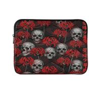 Laptop Sleeve Case 13-14 Inch Soft Lining Travel Laptop Sleeve Bag Red Spider Lily Flower Skull Computer Carrying Bag for Work Journey