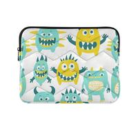 Laptop Sleeve Case 13-14 Inch Stylish Computer Bag Cute Little Monsters Green Yellow Carrying Bag with Zipper for Travel Business
