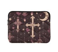 Laptop Sleeve Case 13-14 Inch Stylish Computer Bag Gothic Darkness Moon Cross Purple Case Hard Cover with Zipper for Men Women