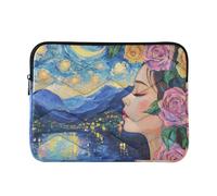 Laptop Sleeve Case 13-14 Inch Stylish Laptop Bag with Zipper Oil Painting Sense Starry Night Myth Computer Carrying Bag for Work Travel