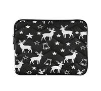 Laptop Sleeve Case 13-14 Inch Stylish Laptop Carrying Case with Zipper Black and White Reindeer and Stars for Men Women forro para M